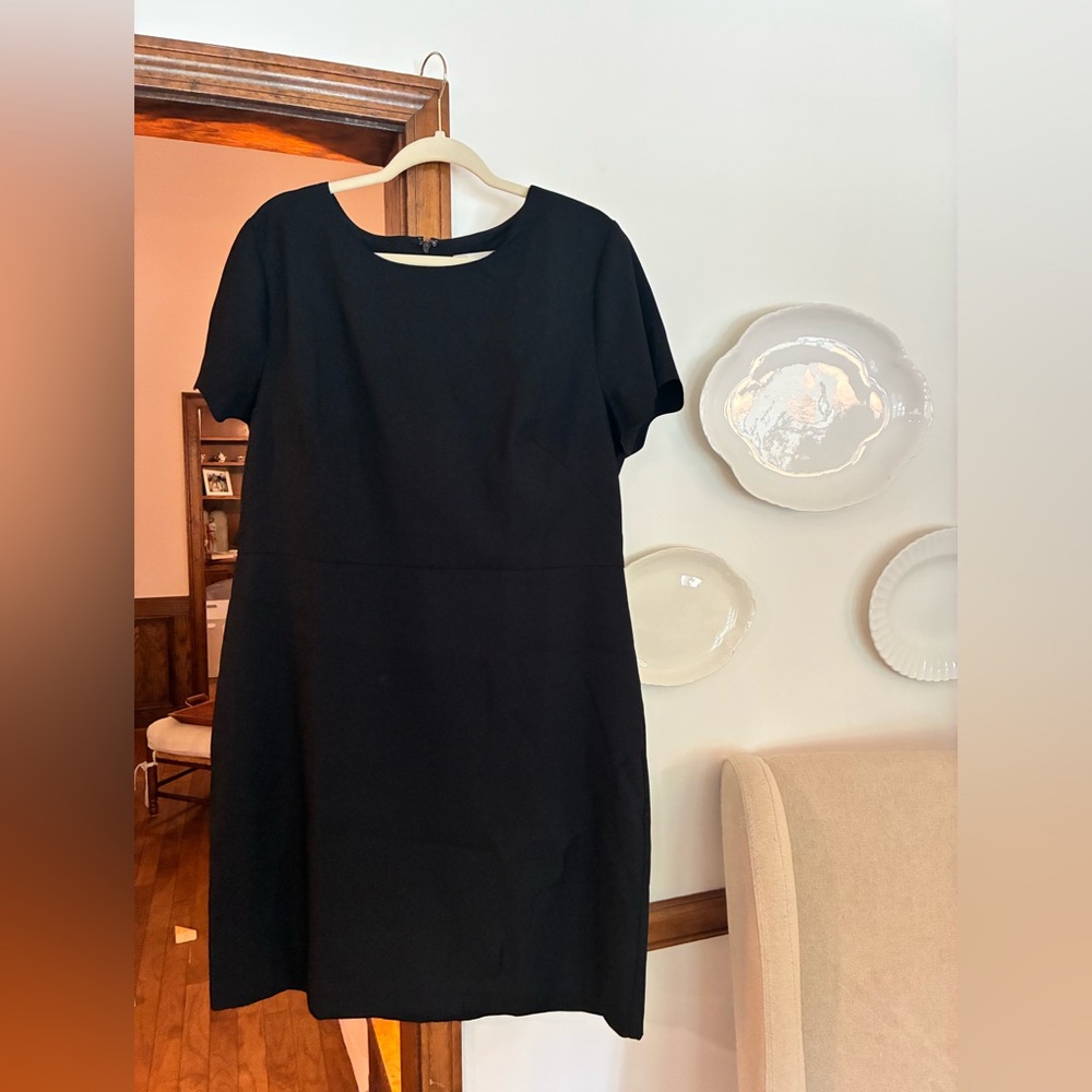 LOFT Black Sheath Dress Crew Neck Short Sleeve